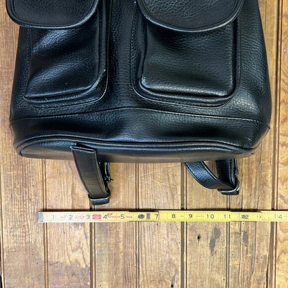 Vintage 90s Mickey Mouse large black leather backpack Disney - Picture 7 of 11